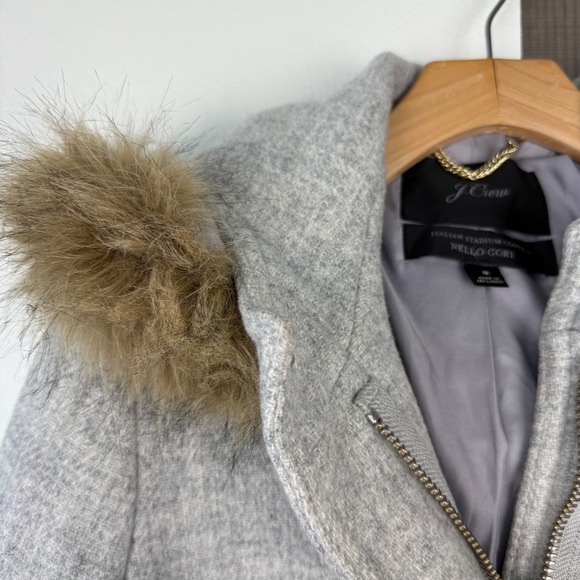 J. Crew Heather Gray Chateau Parka Italian Wool Stadium Cloth Coat Jacket - Picture 6 of 16